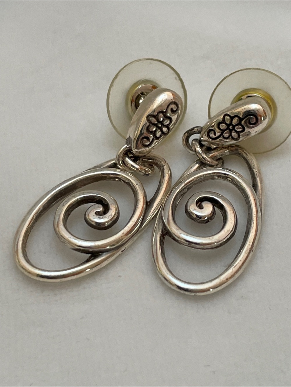 Brighton Silver Rock and Scroll Drop Earrings